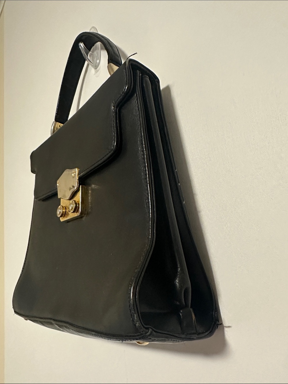 Vintage Suzy Smith Classic Black Leather Top-Handle Bag - Picture 2 of 10